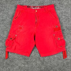 Parish Nation Cargo Shorts Men Size 36 Red Streetwear Pocket Utility Hip Hop Y2K